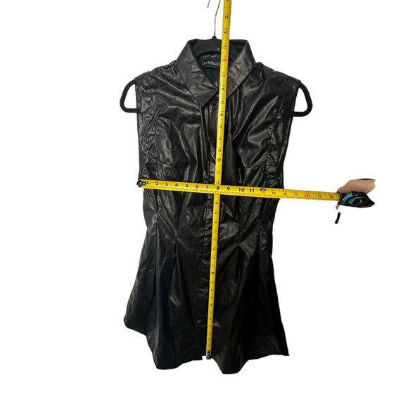 NEW OW Intimates Ella Mini Dress L Black Womens Faux Leather Button Front Collar - Picture 8 of 9